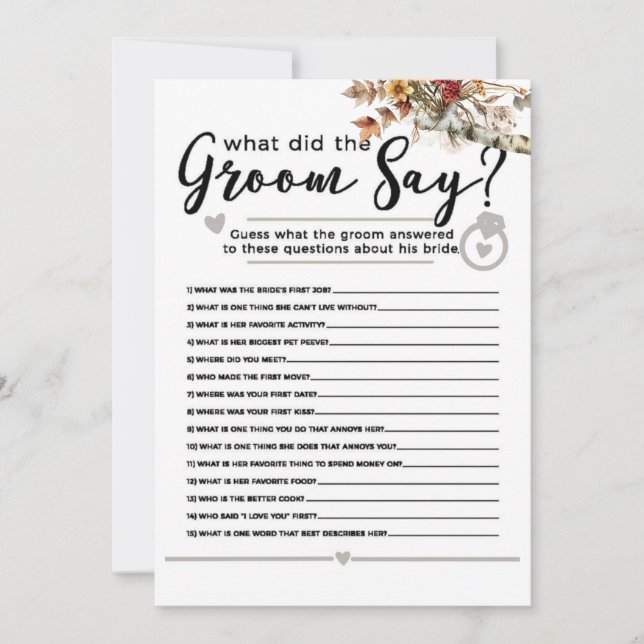 Fall Wildblommor Birch Träd Möhippa Game Inbjudningar (Framsida)