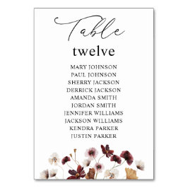 Fall Wildblommor Blommigt Bordsnummer Sittdiagram