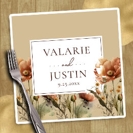 Fall Wildblommor Blommigt Bröllop Napkins Pappersservett