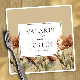 Fall Wildblommor Blommigt Bröllop Napkins Pappersservett