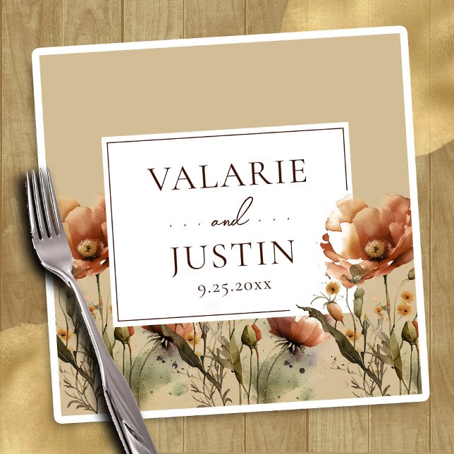 Fall Wildblommor Blommigt Bröllop Napkins Pappersservett (Skapare uppladdad)