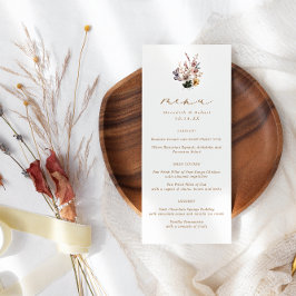 Fall Wildblommor Bröllop Menu Meny
