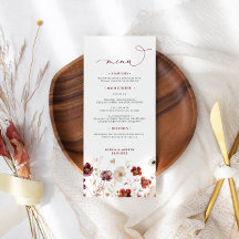 Fall Wildblommor Bröllop Menu