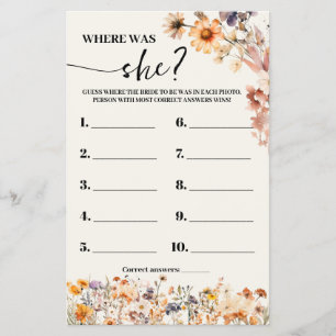 Fall Wildblommor där det var ett Bride Shower-spel Flygblad
