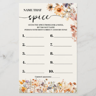 Fall Wildblommor Namn som spelkortet Spice Shower Flygblad