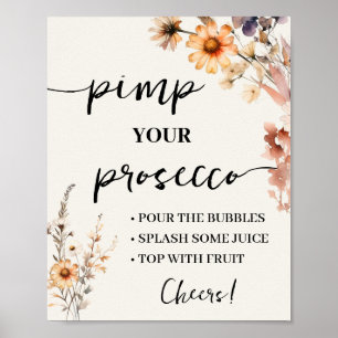 Fall Wildblommor Pimp din Prosecco Bröllop Poster