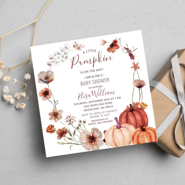 Fall Wildblommor Pumpkin är på väg som Baby Shower Inbjudningar (Skapare uppladdad)