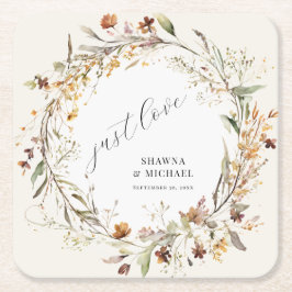 Fall Wildbloms Blommigt Autumn WAN BOHO Bröllop Underlägg Papper Kvadrat