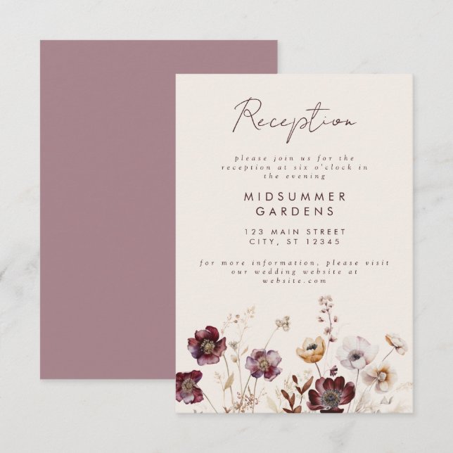 Fall Wildblomsbröllopsmottagning Tilläggskort (Fram/baksida)