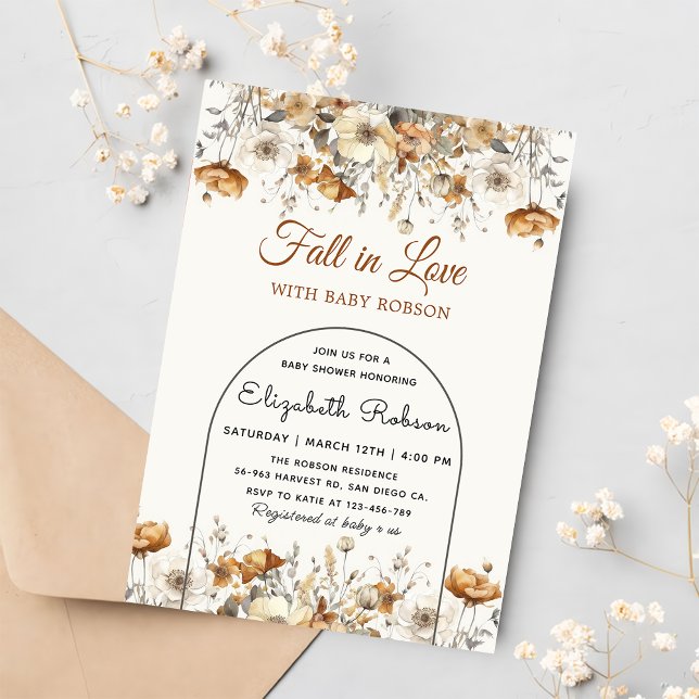 Fall Wildblomteracotta Autumn Shower Inbjudningar (Skapare uppladdad)