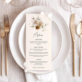 Fall Wildblomu Bröllop Menu Meny