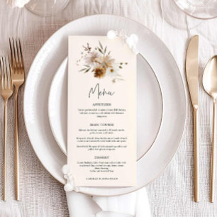 Fall Wildblomu Bröllop Menu Meny