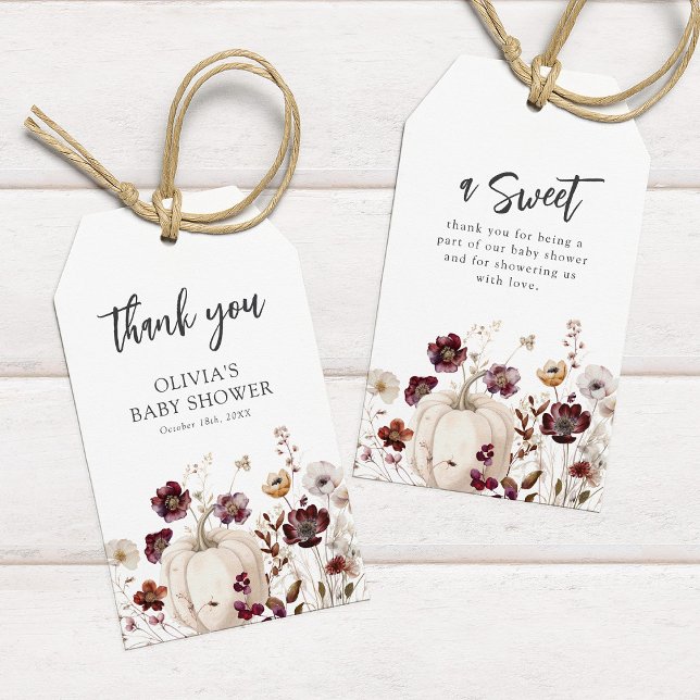 Fall Wildflower Baby Shower Thank You Presentetikett (Skapare uppladdad)