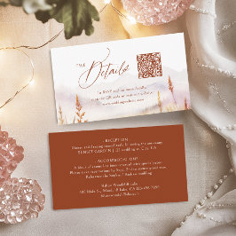 Fall Wildflower Mountain Rustic QR code Details Placeringskort