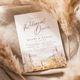 Fall Wildflower Mountain Rustic Rehearsal Dinner Inbjudningar