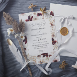 Fall Wildflowers Floral Budget QR Code Wedding Inbjudningar