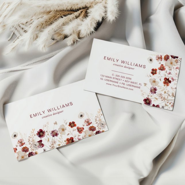 Fall Wildflowers Floral Business Card Visitkort (Skapare uppladdad)