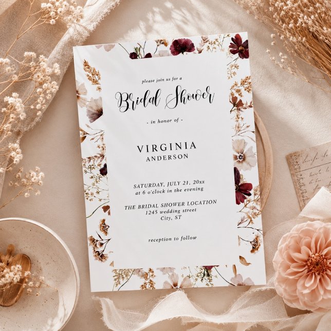 Fall Wildflowers Floral Wedding  Inbjudningar (Skapare uppladdad)