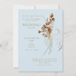 Fall Wispy Boho Himlar Blue Båda föräldrarna Inbjudningar