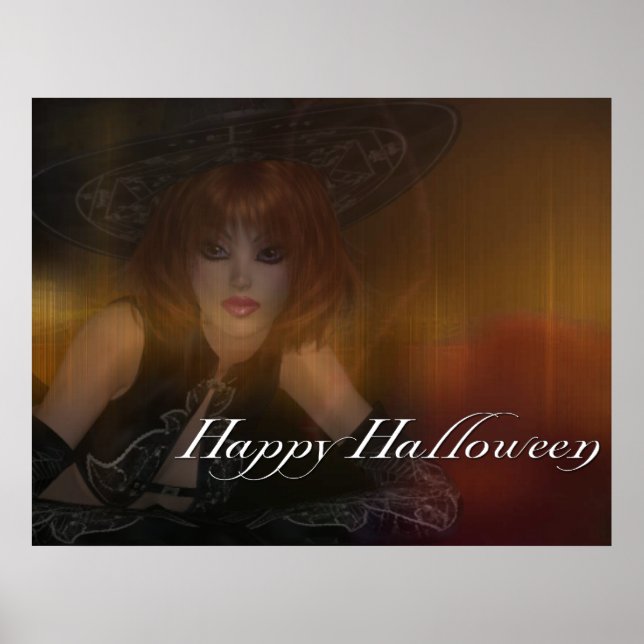 Fall Witch - Skriv ut Happy halloween Poster (Framsidan)