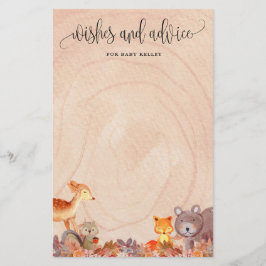 Fall Woodland Animals Baby Shower Advice Card