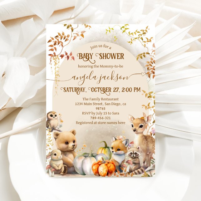 Fall Woodland Animals Boho Baby Shower Inbjudningar (Skapare uppladdad)