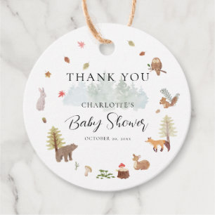 Fall Woodland Animals Boys Baby Shower Tack Gåvor Etiketter