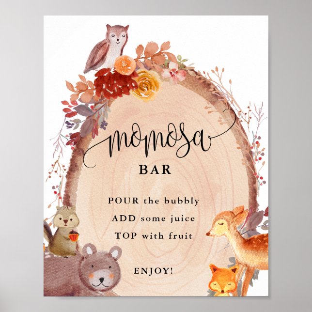 Fall Woodland Animals Momosa Pub Sign Poster (Framsidan)