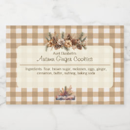 Fall Woodland Botanicals Brown Gingham Mat Etiketter