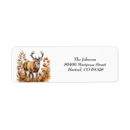 Fall Woodland Hjort Animal Forest Baby Shower Returadress Etikett