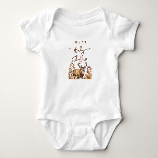 Fall Woodland Hjort Baby Shower Balloon T Shirt (Framsida)