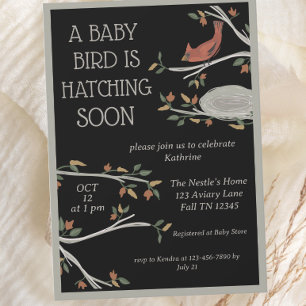 Fall Woodland Kardinal Nest Baby Shower Inbjudningar