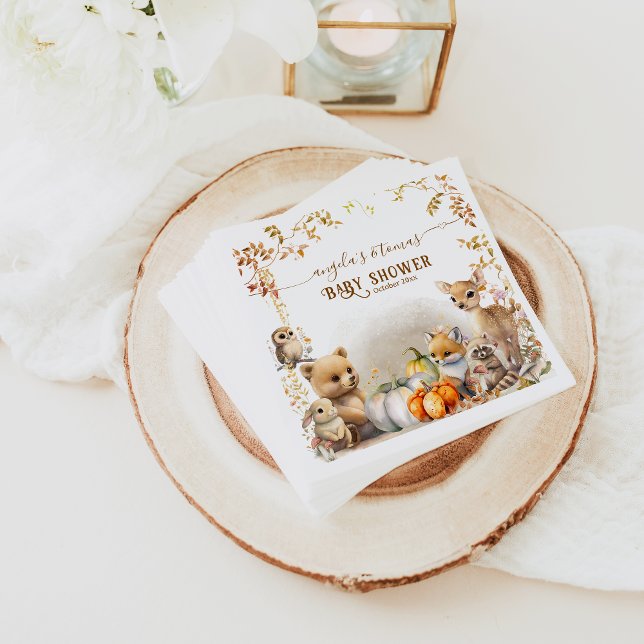 Fall Woodland Little Pumpkin Baby Shower Pappersservett (Skapare uppladdad)
