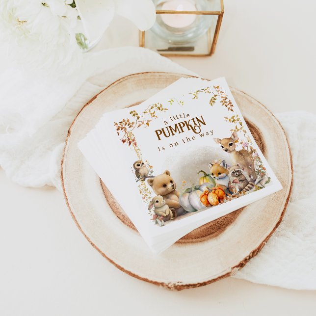 Fall Woodland Little Pumpkin Baby Shower Pappersservett (Skapare uppladdad)