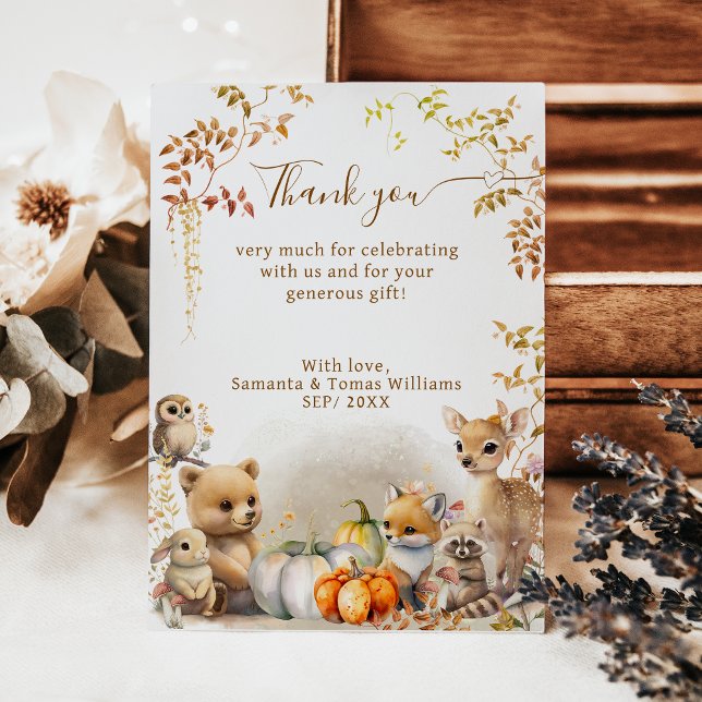 Fall Woodland Little Pumpkin Baby Shower Tack Kort (Skapare uppladdad)