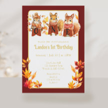 Fall Woodland Squirrel Första födelsedagen