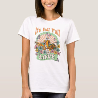 Fall Y all Vintage Flower Pumpkin T Shirt