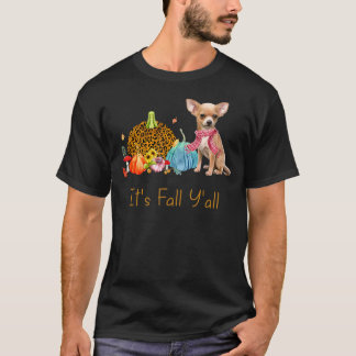 Fall Y'all Chihuahua Hund Fall Scarf Pumpkin Th T Shirt