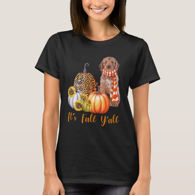 Fall Y'all Cockapoo Hund Leopard Pumpkin Fall T Shirt (Framsida)