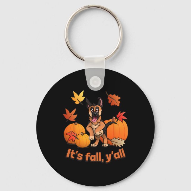 Fall Yall German Shepherd Puppy Nyckelring (Framsida)