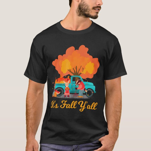 Fall Y'all Gnome Dwarf Höst löv Fall T Shirt (Framsida)