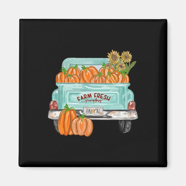 Fall Y'all Lastbil Pumpkin Solros Autumn Fall Tha Magnet (Framsidan)