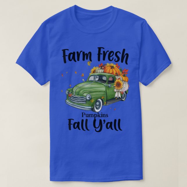 Fall Y'all Lastbil Pumpkin Solros Autumn Fall Tha T Shirt (Design framsida)