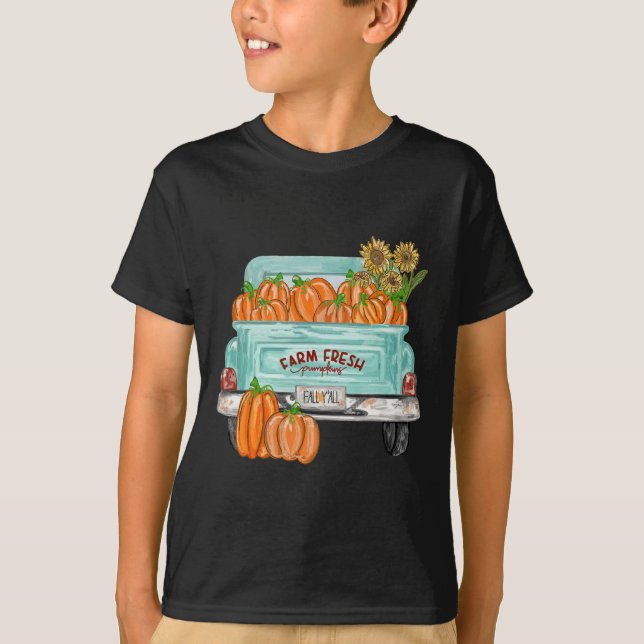 Fall Y'all Lastbil Pumpkin Solros Autumn Fall Tha T Shirt (Framsida)