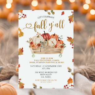 Fall Y'all Party Autumn Orange Pumpkin Festival Inbjudningar