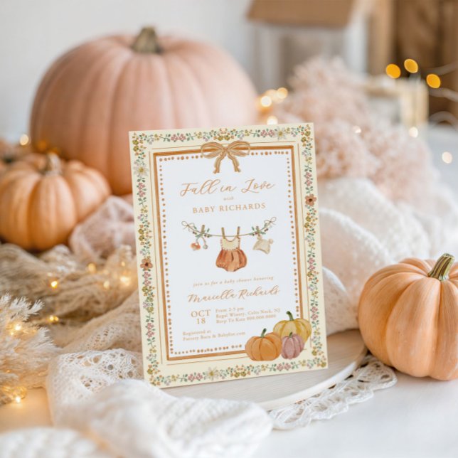 Falla Fall i kärlek Baby Shower Flicka Inbjudningar (Skapare uppladdad)