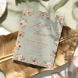 Falla för blommig grön baby shower inbjudningar
