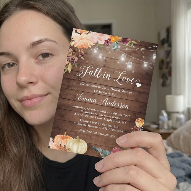 Falla för blomstersträngljus bröllopsdusch inbjudningar (Skapare uppladdad)