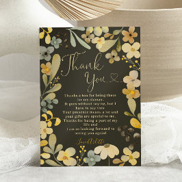 Falla för boho blommig höst chic bröllopsdusch tack kort