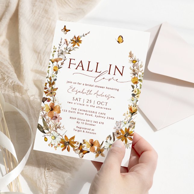 Falla för Boho Rustika Vilda Blommor Bröllopsdusch Inbjudningar (Skapare uppladdad)